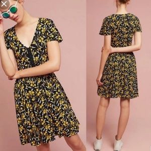 Maeve Yellow and Black Floral Dress